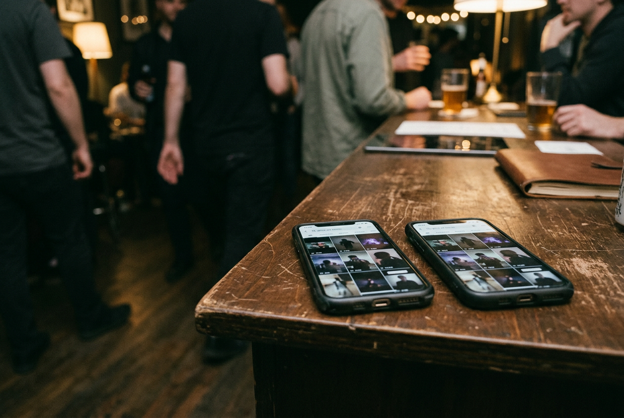 Two phones show the same lower-case TikTok query above visibly different search results.